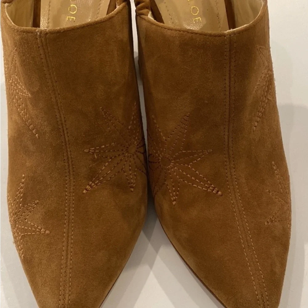 CHLOE GOSSELIN DIANE BACKLESS SUEDE CHUNKY HEELED BOOT LIKE SHOE - Picture 2 of 16